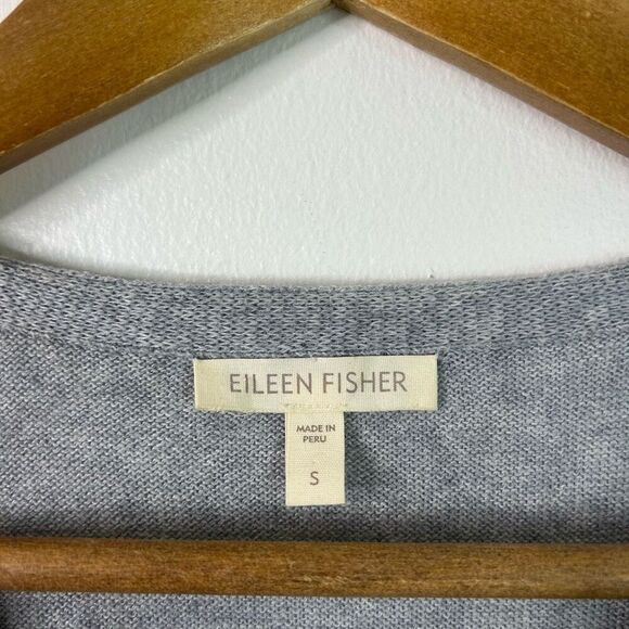 Eileen Fisher Gray Sleeveless Tunic Top S Organic Cotton V-Neck Hand Loomed - Picture 3 of 9